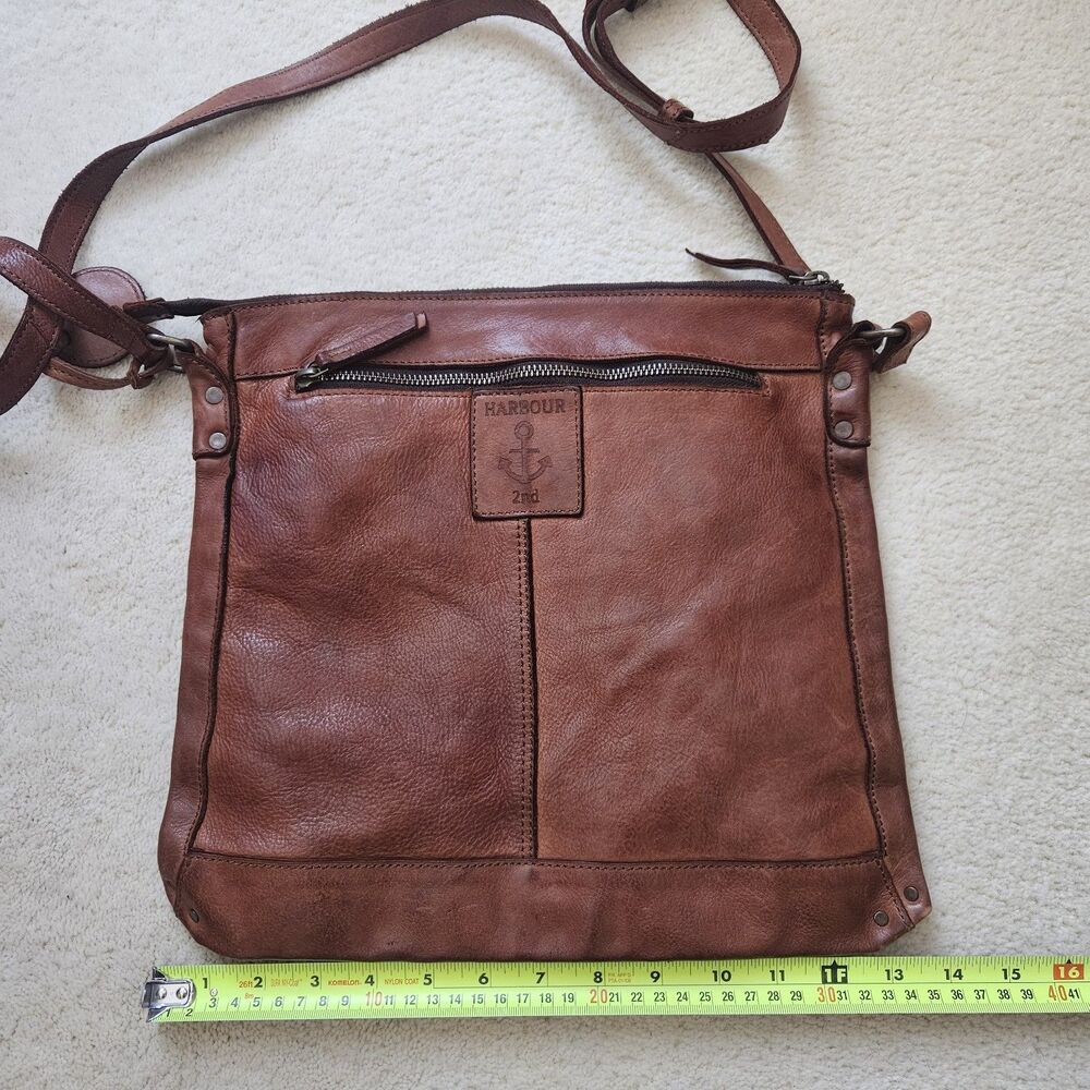 Harbour 2nd Vera Genuine Leather Crossbody Bag Brown Adjustable Strap Purse Boho - Picture 8 of 10